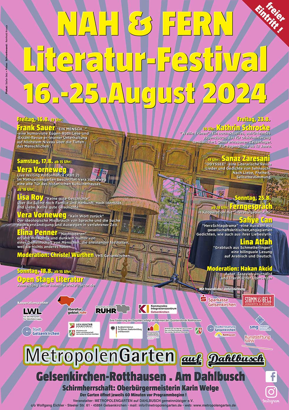 Nah & Fern Literaturfestival 2024, 16. - 25. August 2024 im Metropolengarten auf Dahlbusch, Gelsenkirchen