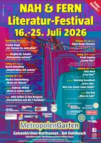 Plakat des NAH & FERN Literaturfestival 2026 in Gelsenkirchen Rotthausen